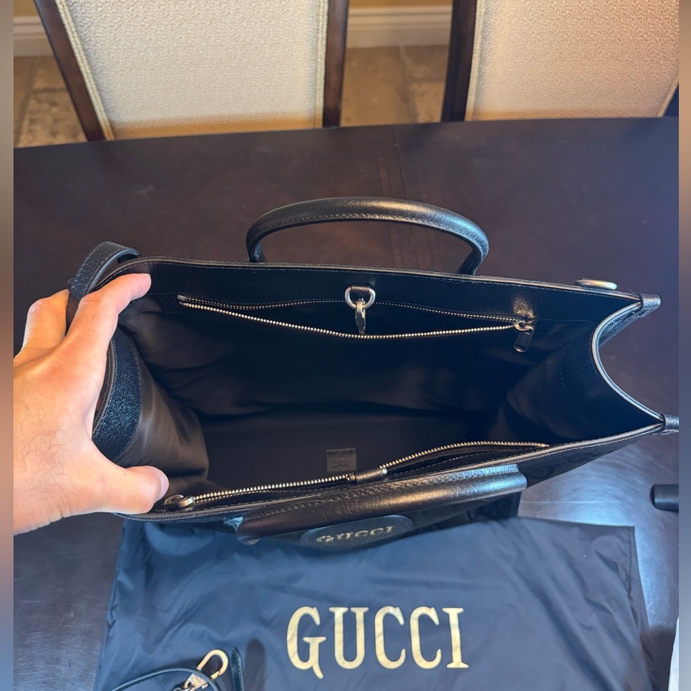 New Authentic Gucci GG Supreme Logo Tote Shoulder Bag Black - Picture 9 of 15